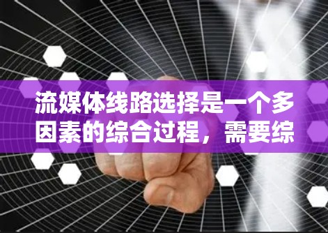 流媒体线路选择是一个多因素的综合过程，需要综合考虑内容类型、用户分布、网络环境、技术实现、成本和可扩展性等多个方面。以下是一个有条理的步骤指南，帮助您有效选择流媒体线路